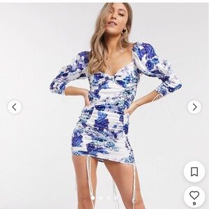 Floral Blue and White Dress